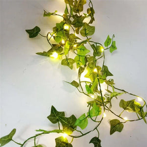 Vine Hanging Garland String Light Artificial Lvy LED StringLight for Bedroom Party Garden Wall Room Battery Powered