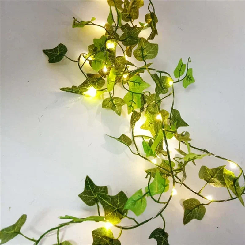Vine Hanging Garland String Light Artificial Lvy LED StringLight for Bedroom Party Garden Wall Room Battery Powered