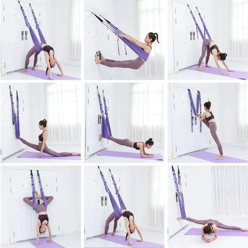 Adjustable Aerial Yoga Hammock Set Pilates Anti-gravity Swing Stretch Strap Dance Fitness Yoga Training Body Shaping Exercises
