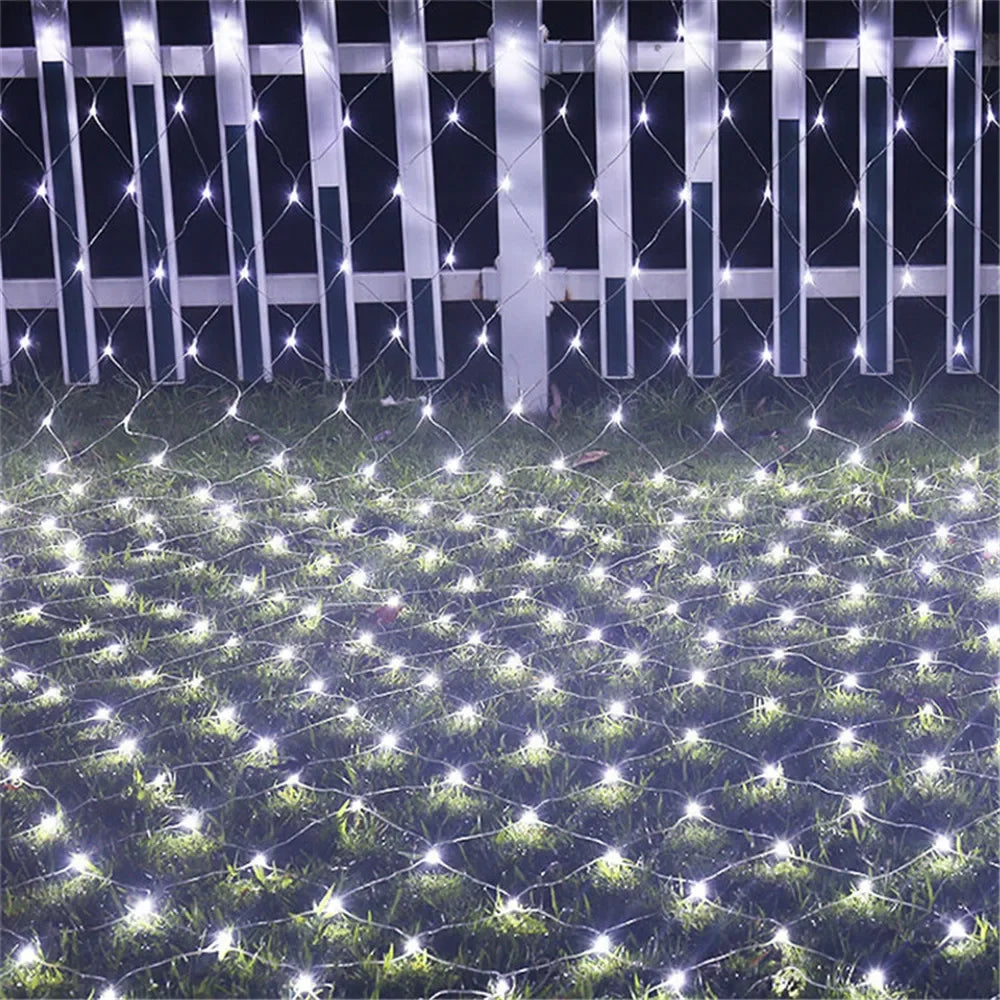 Net LED String Lights 8Modes 220V 110V EU Plug Festival Christmas Decoration Halloween New Year 2026 Wedding Party