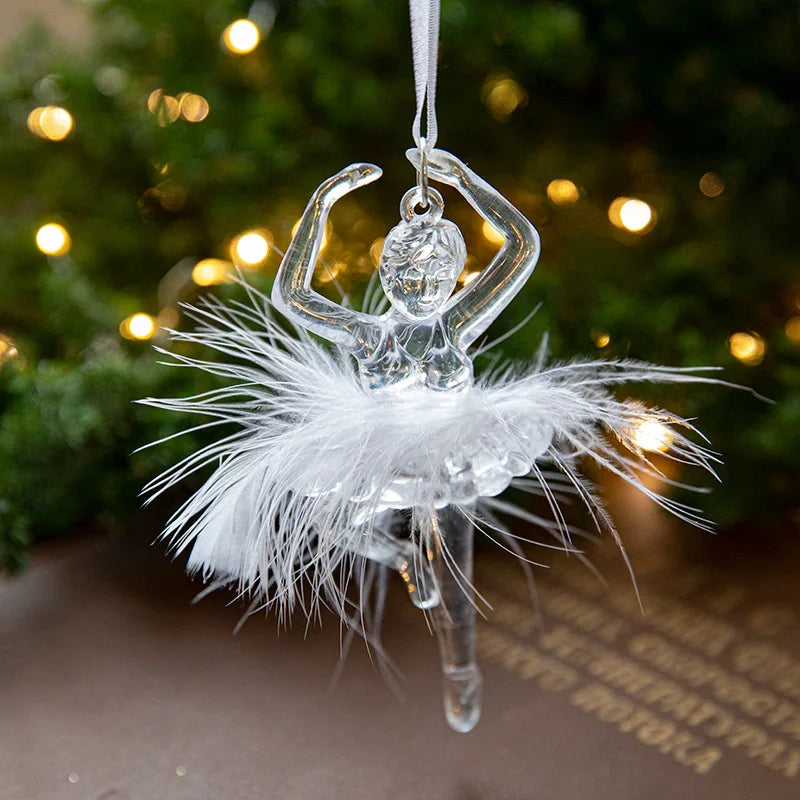 Christmas Ice Crystal Pendants, Christmas Tree Decorations, Transparent Acrylic Angels, Luxury Decorations, Scene Setting Props