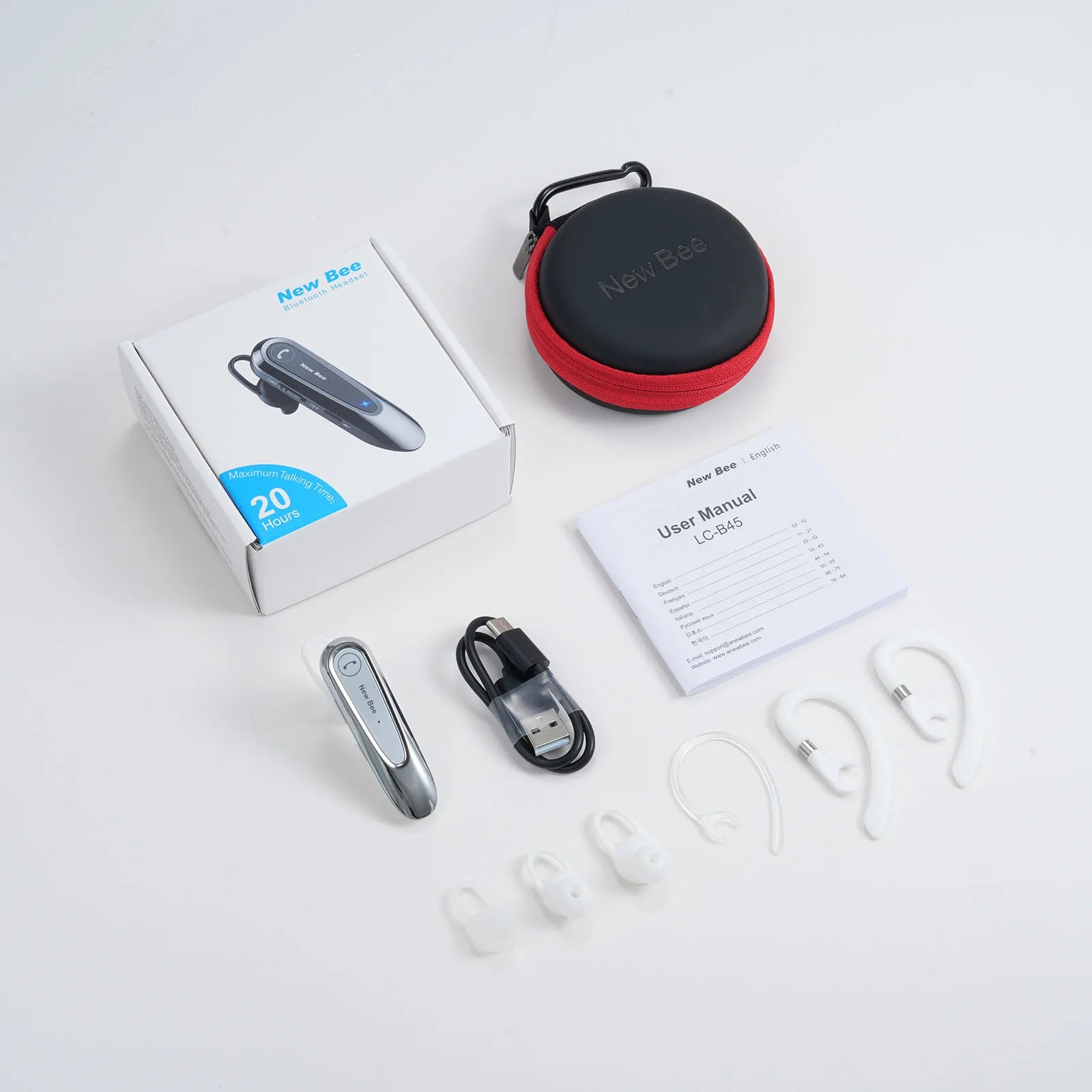 LC-B45 Bluetooth 5.0 Headset Single In-Ear Wireless Earphone Hands-Free with Mic CVC8.0 Noise Cancelling Talk For Driving