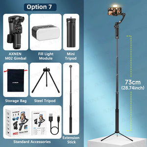 AXNEN M02 Gimbal Smartphone Stabilizer 3-Axis Anti-shake Video Record Handheld Selfie Gimbals for iPhone Android Face Tracking