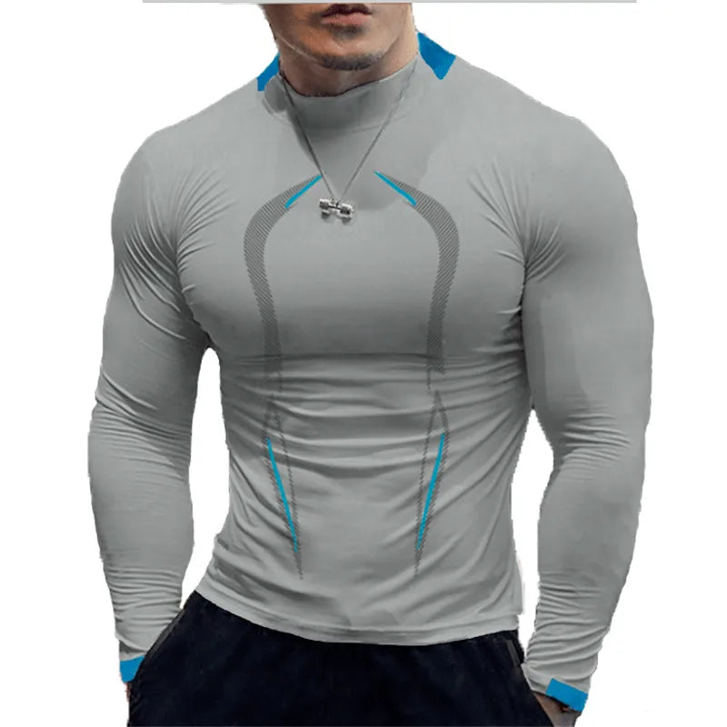 Men Long Sleeve t-Shirt Quick Drying Compression Gym t Shirt Man Oversized Casual Shirts Tops Breathable Blouse Tees Men Clothes