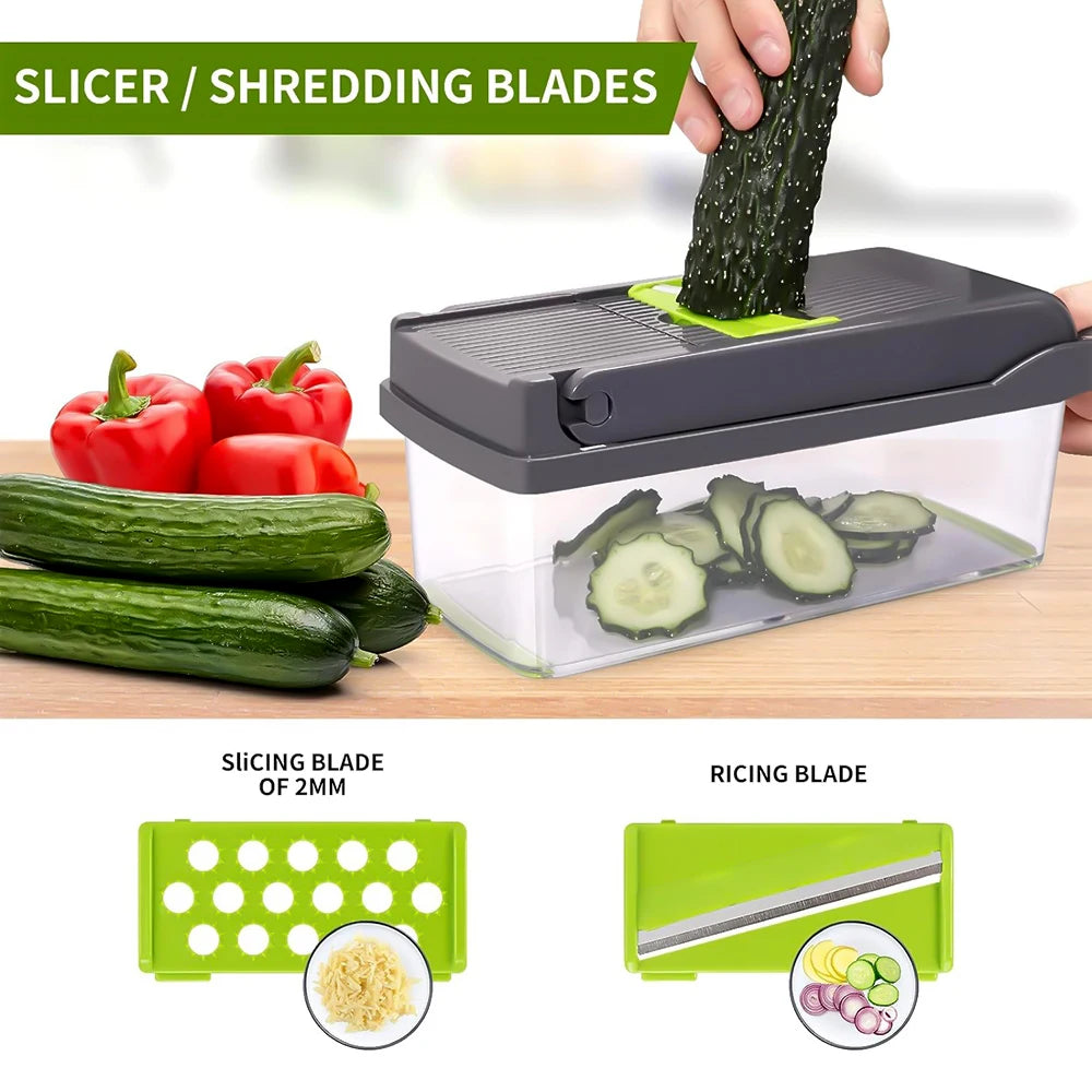 14 in 1 Multifunctional Vegetable Onion Manual Chopper Food Kitchen Potato Cut Shredder Slicer Kitchen Gadget - You Offer
