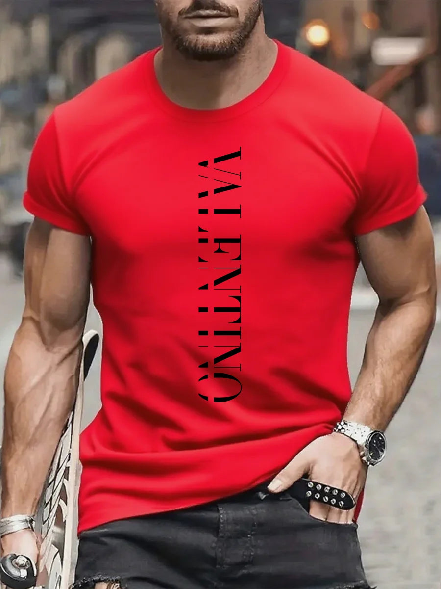 Men's summer round-neck printed short-sleeved t-shirt from luxury brand - streetwear for summer, original men's top