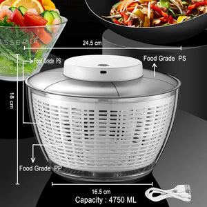 Salad Spinner Electric/Manual Vegetable Dehydrator Multifunction Food Fruit Dryer Quick Drying Drain Basket Kitchen Accessories
