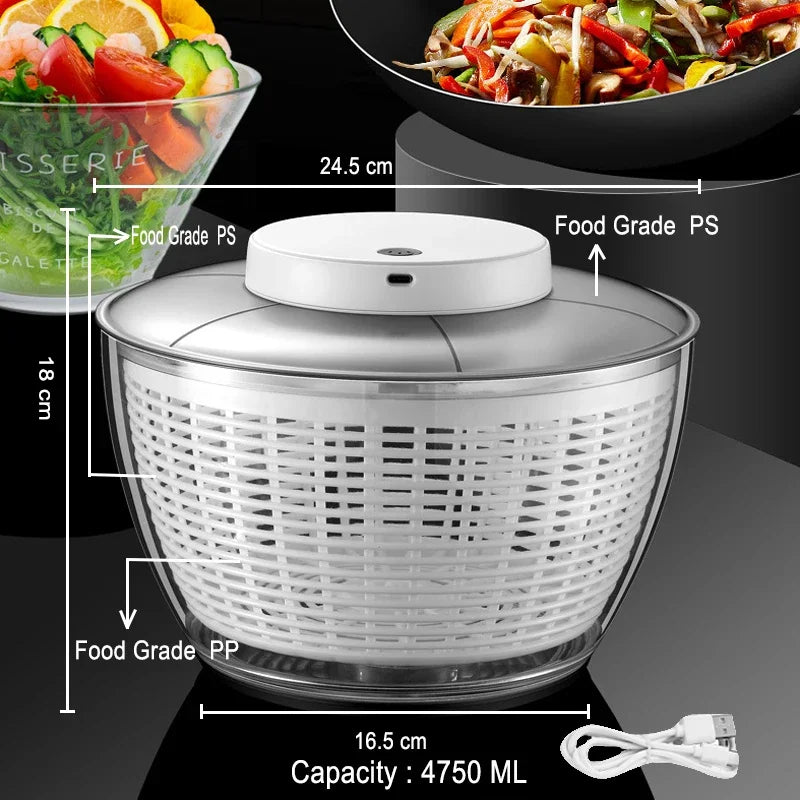 Salad Spinner Electric/Manual Vegetable Dehydrator Multifunction Food Fruit Dryer Quick Drying Drain Basket Kitchen Accessories