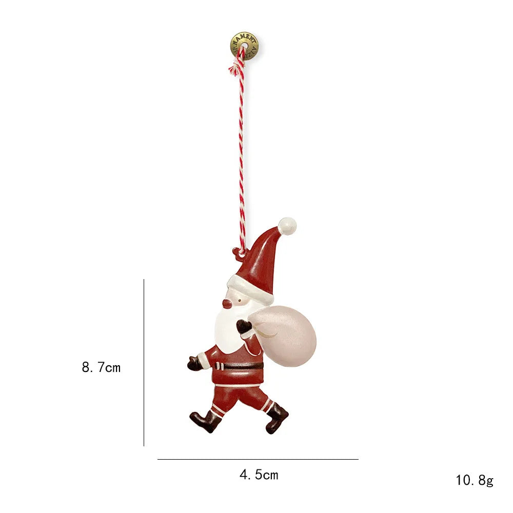 Nordic Christmas Hanging Decoration Cartoon Soldiers Angel DIY Drop Ornaments Double-sides Iron Art Xmas Tree Ornament