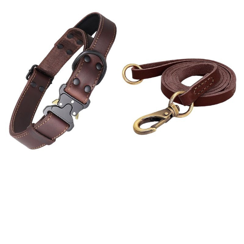 Leather Explosion-proof Large Dog Bandana Leather Pulling Rope - You Offer