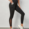 High Waist Mesh Stitching Women's Yoga Leggings With Side Pockets For Fitness & Gym Sports Activewear