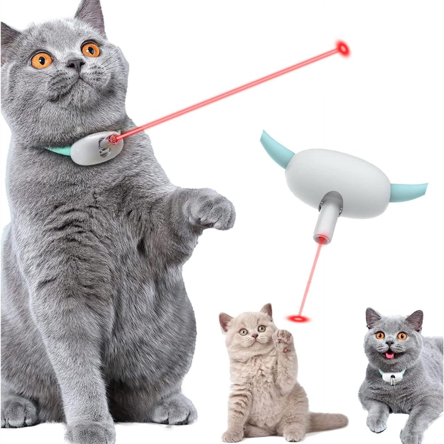 Automatic Cat Toy Smart Laser Teasing Cat Collar Electric USB Charging Kitten Amusing Toys Interactive Training Pet Items - You Offer