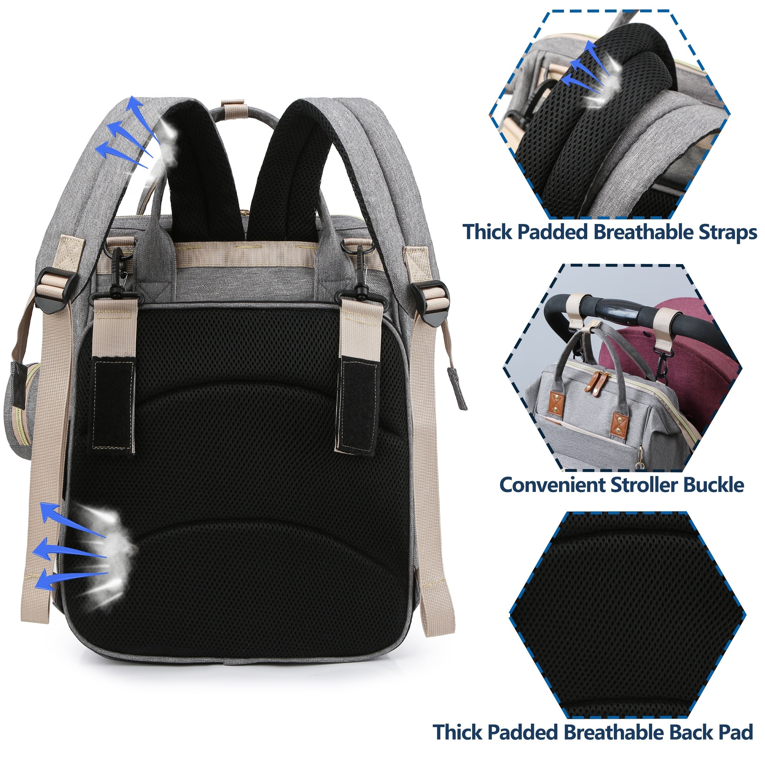 [Diaper Bag Backpack] Lamroro Diaper Bag Backpack, Bags for Boys Girls, Diaper Backpack Bag with a changing station, Multifunction Large Travel Back Pack, Registry Search, Essential Gifts