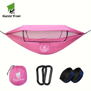 GEERTOP 3in 1 Outdoor Hammock with Mosquito Net Sun Shelter, Double Sleep Rest Camping Hammock for Backpacking Travel Garden Park