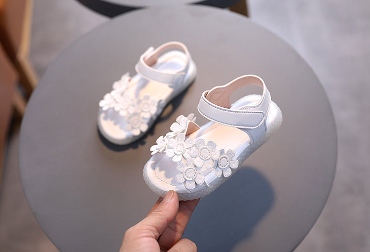 Adorable Girls Flower Sandals - Cute & Comfortable with Non-slip Soft Sole - Secure Slip-on Hook & Loop Fastener - Perfect for Playful Summer Days