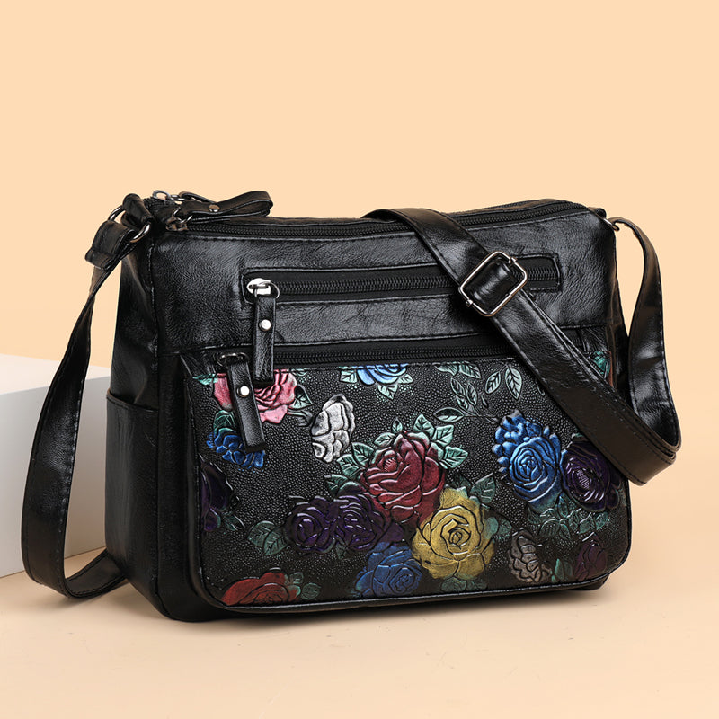 Fashionable Floral Print Crossbody Bag - Adjustable Strap, Zipper Closure, Foldable, Polyester Lining, Messenger Bag for Women - Casual, Stylish, and Practical