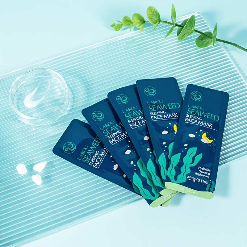 15pcs Seaweed Sleeping Mask, Oil Control Gel Mask, Free Washing Night Mask Travel Essential