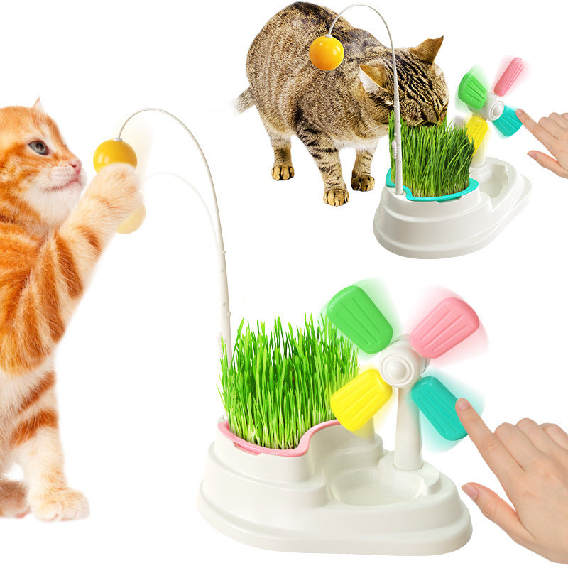 Windmill Funny Cat Stick Toy Desktop Grass Box Pet Toys - You Offer