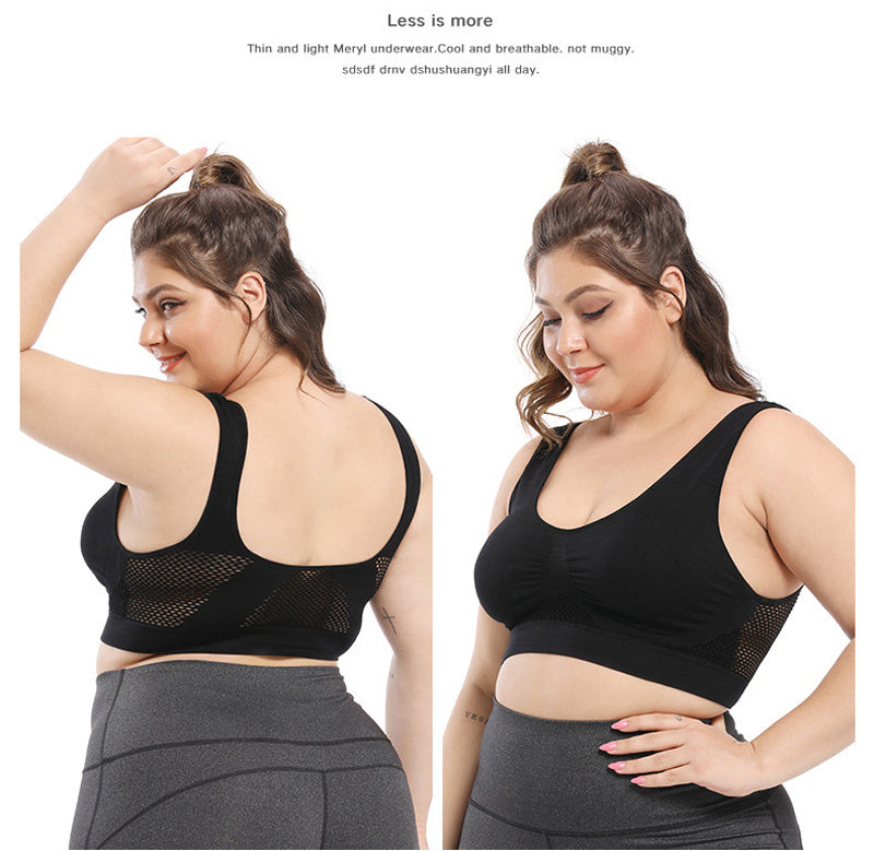[Gentle Care] Plus Size Seamless Sports Bra for Women - Purple, Breathable Mesh Fabric, Push-Up with Removable Pads, Comfort Fit Vest Style, Sizes 36XL to 40XL, Plus Size Bra