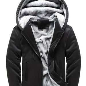 Men'S Winter Thick And Padded Warm Zip Up Hooded Jacket