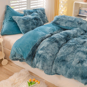 3pcs Y2K Tie Dye Plush Duvet Cover Set ( 1 Duvet Cover + 2 Pillowcase), Soft & Warm Bedding Set