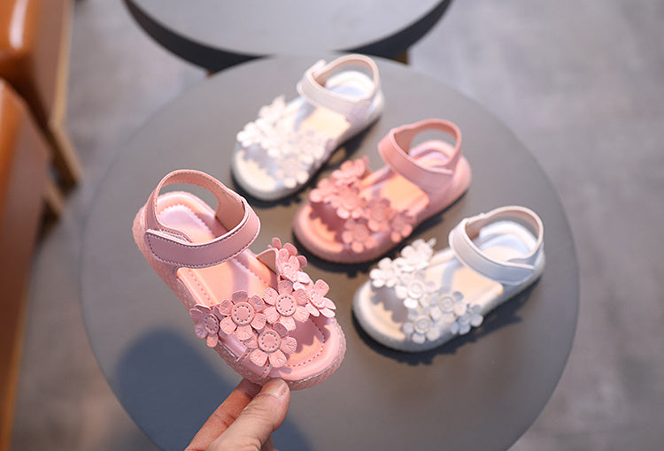 Adorable Girls Flower Sandals - Cute & Comfortable with Non-slip Soft Sole - Secure Slip-on Hook & Loop Fastener - Perfect for Playful Summer Days