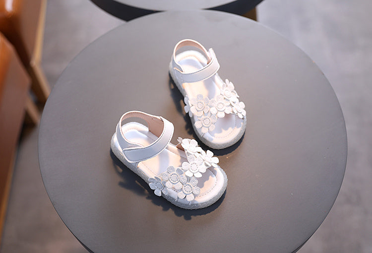 Adorable Girls Flower Sandals - Cute & Comfortable with Non-slip Soft Sole - Secure Slip-on Hook & Loop Fastener - Perfect for Playful Summer Days