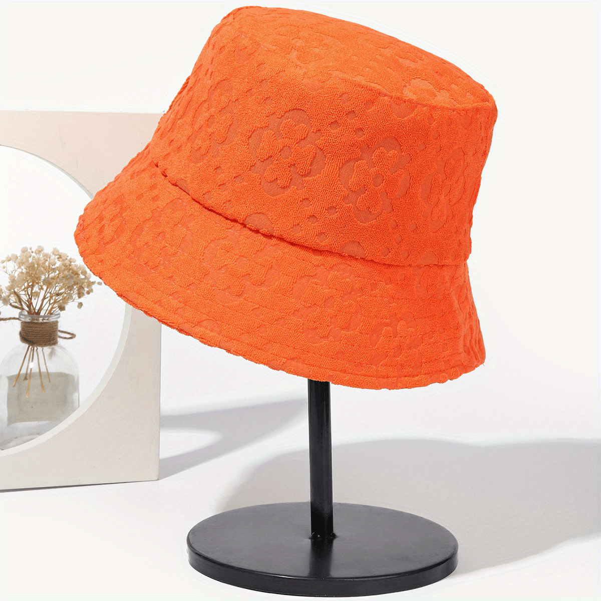Plaid Embossed Bucket Hat Solid Color Trendy Casual Basin Hat Unisex Couple Fisherman Cap For Women Men