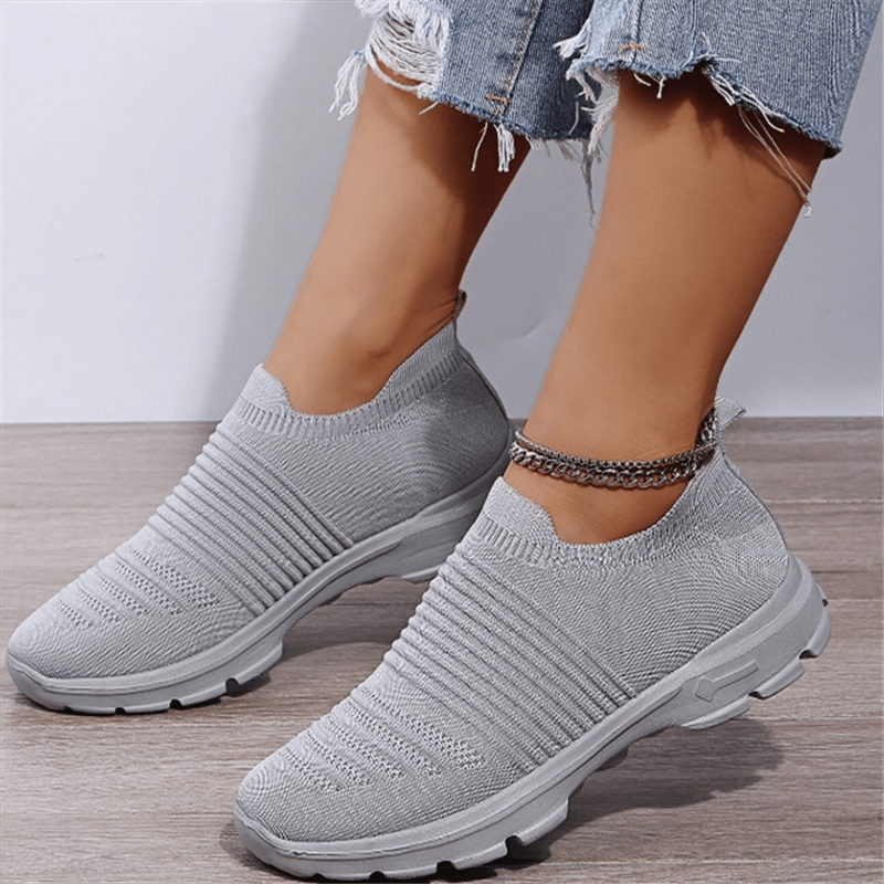 Women's Knit Soft Sole Breathable Mesh Sneakers, Solid Color Slip On Shoes, Women's Footwear