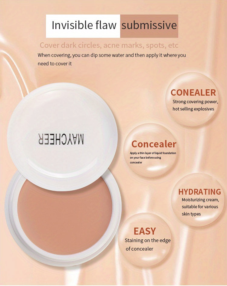 2 Tone High Coverage Concealer Cream, Concealer For Dark Circles Acne Marks Spot Freckles Blemishes, Long Wear Waterproof Liquid Foundation Cream Contain Plant Squalane
