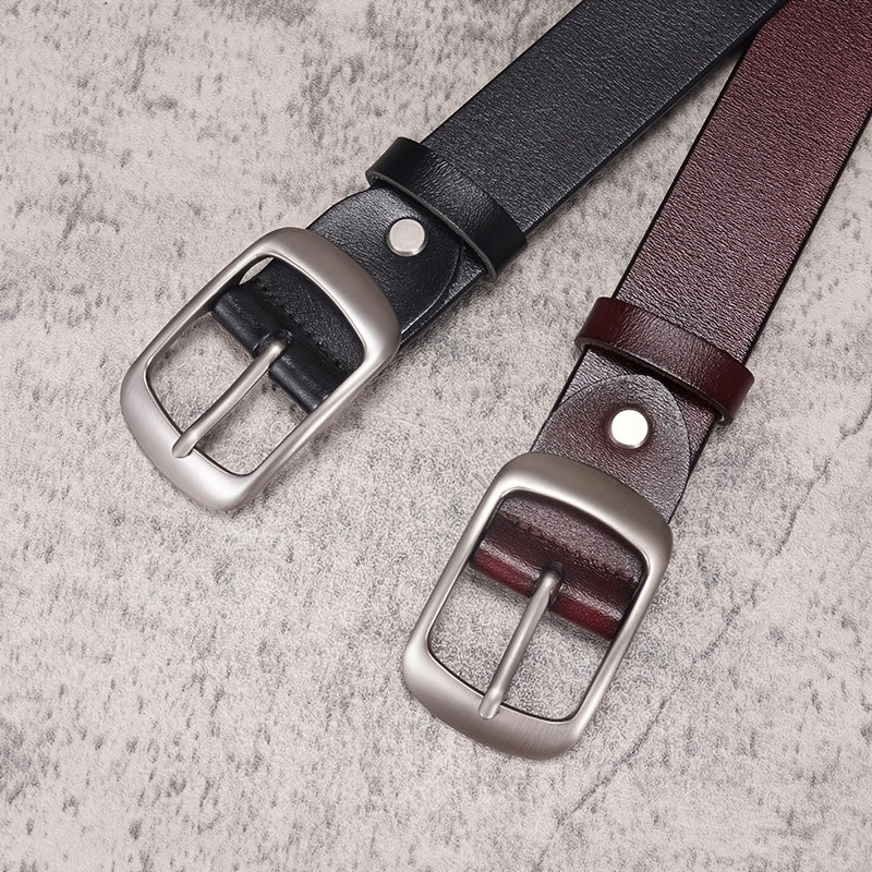 [Genuine Leather Belt for Women] Genuine Leather Belt for Women - Elegant Brown Leather Strap with Metallic-like Buckle, Versatile Fashion Accessory, Sophisticated Design, Highquality Craftsmanship, Stylish Waistband, Durable