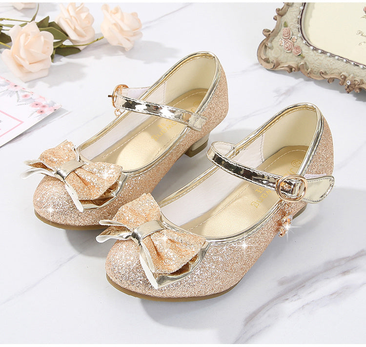 Girls' Elegant Low Heel Pumps - Bow Decorated Princess Party Shoes for Spring and Summer with Comfortable Insoles and Durable Outsoles