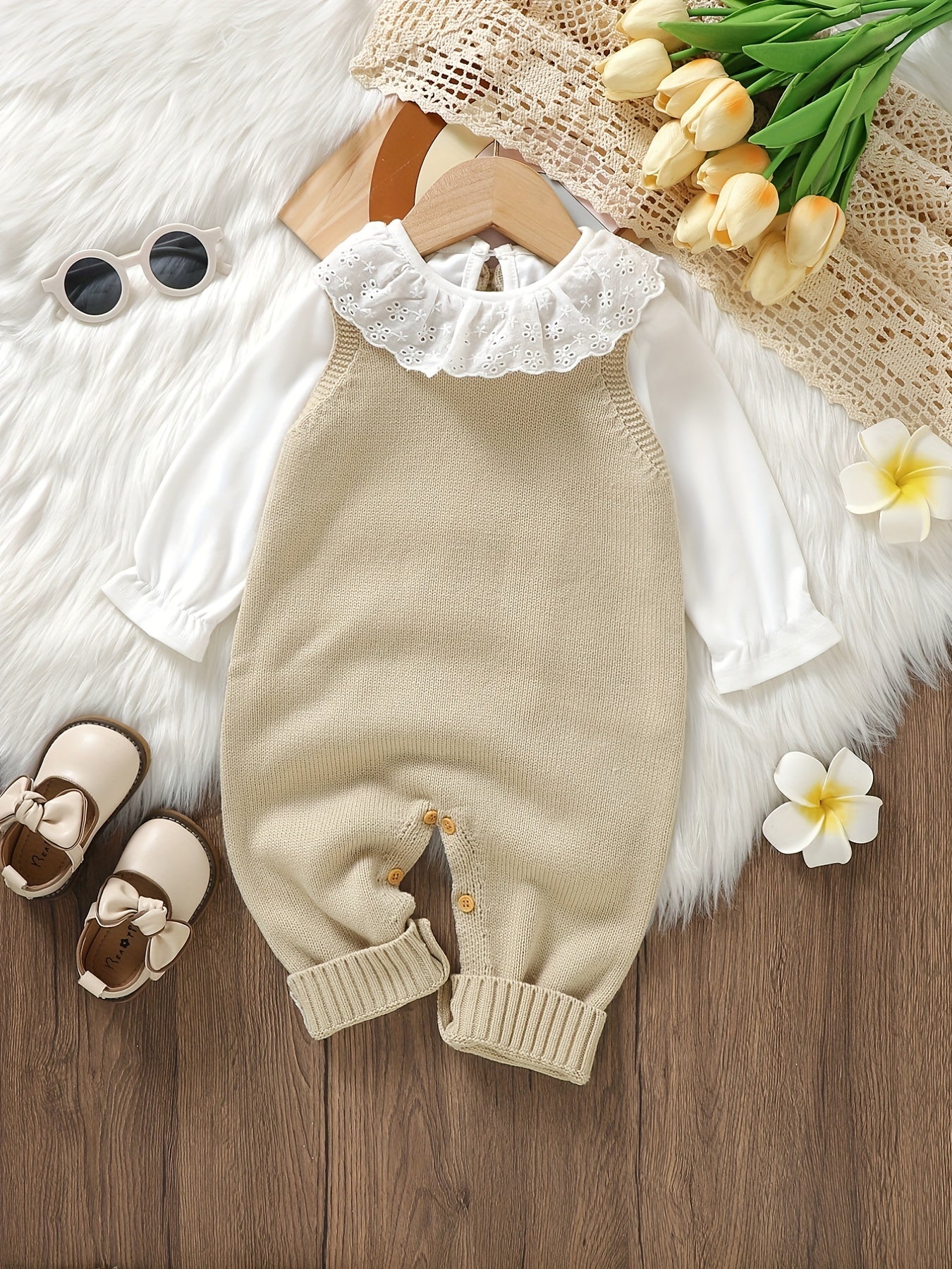 Baby Clothing Girl Baby Bodysuit Baby Love Jacquard Boys Knitted Bodysuit, Suitable For Indoor And Outdoor Wear
