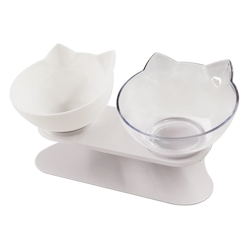 New Inclined Food Cat Ear Oblique Mouth Transparent Single Pet Bowl - You Offer
