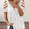 2021 Women's V-Neck Zipper Printed T-Shirt - Soft, Casual, Loose Fit for Daily Wear