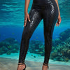 Solid Snake Print High Waist Leggings, Sexy Stretchy Long Length Spring & Summer Leggings, Women's Clothing