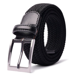 [LCG LUCHENGYI Elastic Belt] LCG LUCHENGYI Unisex Braided Elastic Belts | Stretch Woven Fabric with Square Buckle for Jeans, Golf Shirts, and Casual Wear | Black, Adjustable Fit, Structured Design, Durable Belt Fabric