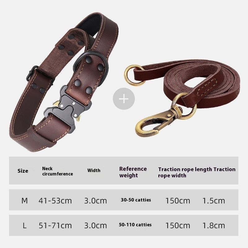 Leather Explosion-proof Large Dog Bandana Leather Pulling Rope - You Offer