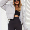 Women's Casual Short Puffer Jacket - Black Solid Hooded Design, Polyester Smooth Fabric, 70g/m² Lining, Long Sleeve with Drawstring | Winter Warmth | Comfortable Fit